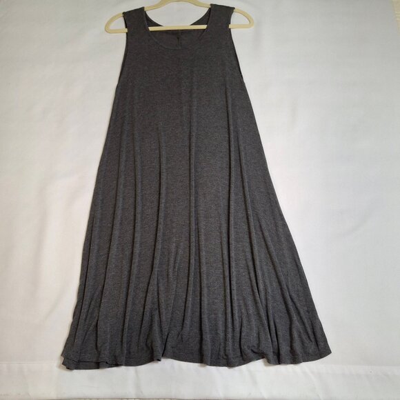 A-Line Swing Dress Size M Grey Round Neck Sleeveless Stretch Jersey - Picture 1 of 8